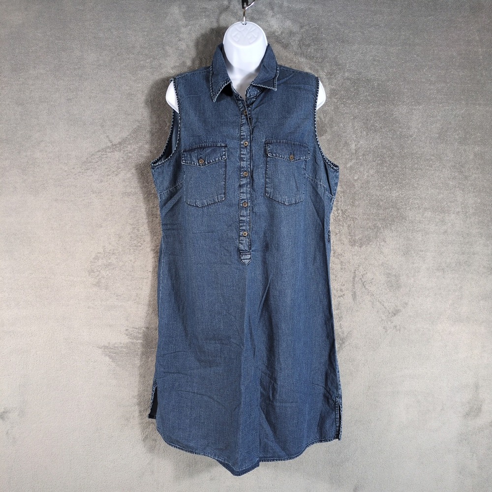 Speed Control New York Womens 1X‎ Blue Denim Sleeveless Shirt Dress Medium Wash